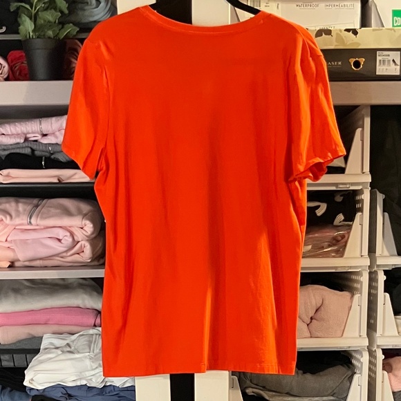 Lord & Taylor Citrus Orange V-Neck T-Shirt - Picture 2 of 3